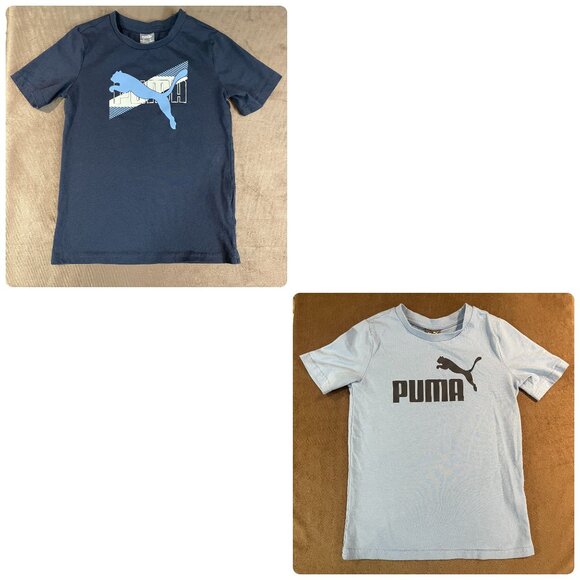 Puma Boys Blue Logo Cotton T- shirts Size Small Lot (SKU: 77B, 90B) - Picture 1 of 1